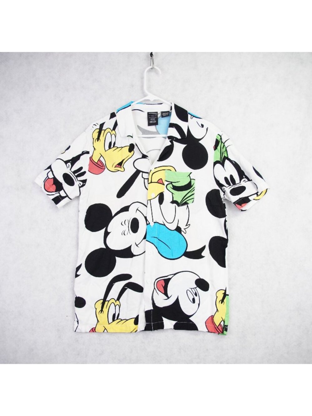 Disney Mickey Mouse Mens Hawaiian Camp Shirt Sz S Colorful Cartoon Print Resort